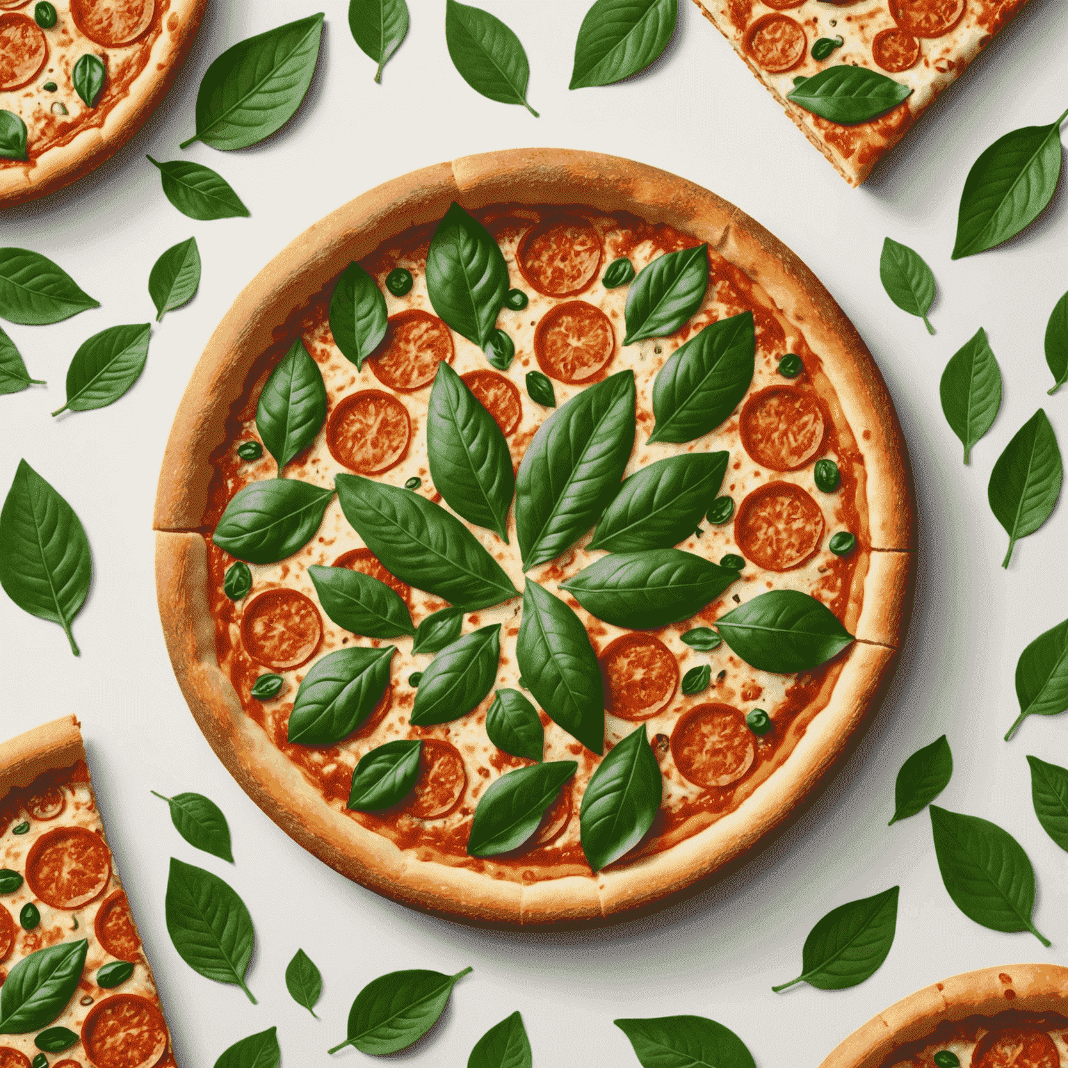 iolostores logo - A stylized pizza slice with green leaves forming the crust