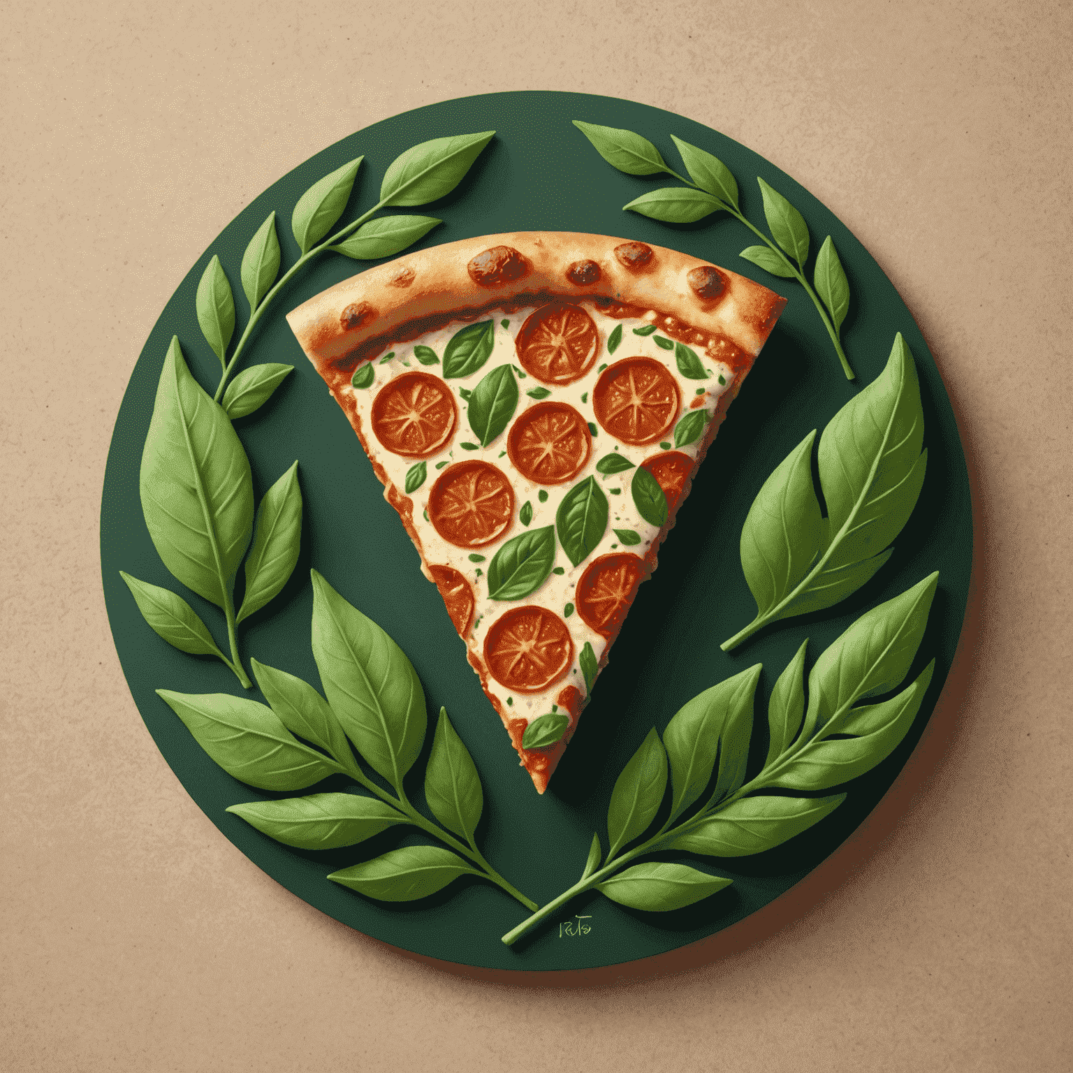 iolostores logo - A stylized pizza slice with green leaves forming the crust