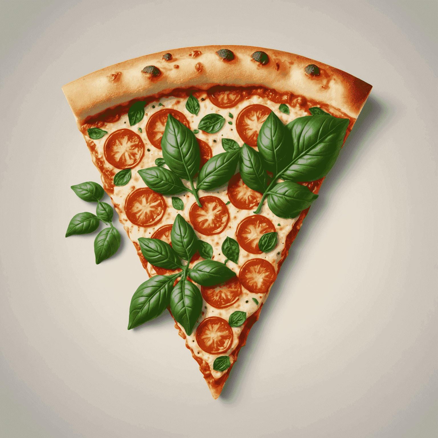 iolostores logo - A stylized pizza slice with green leaves forming the crust