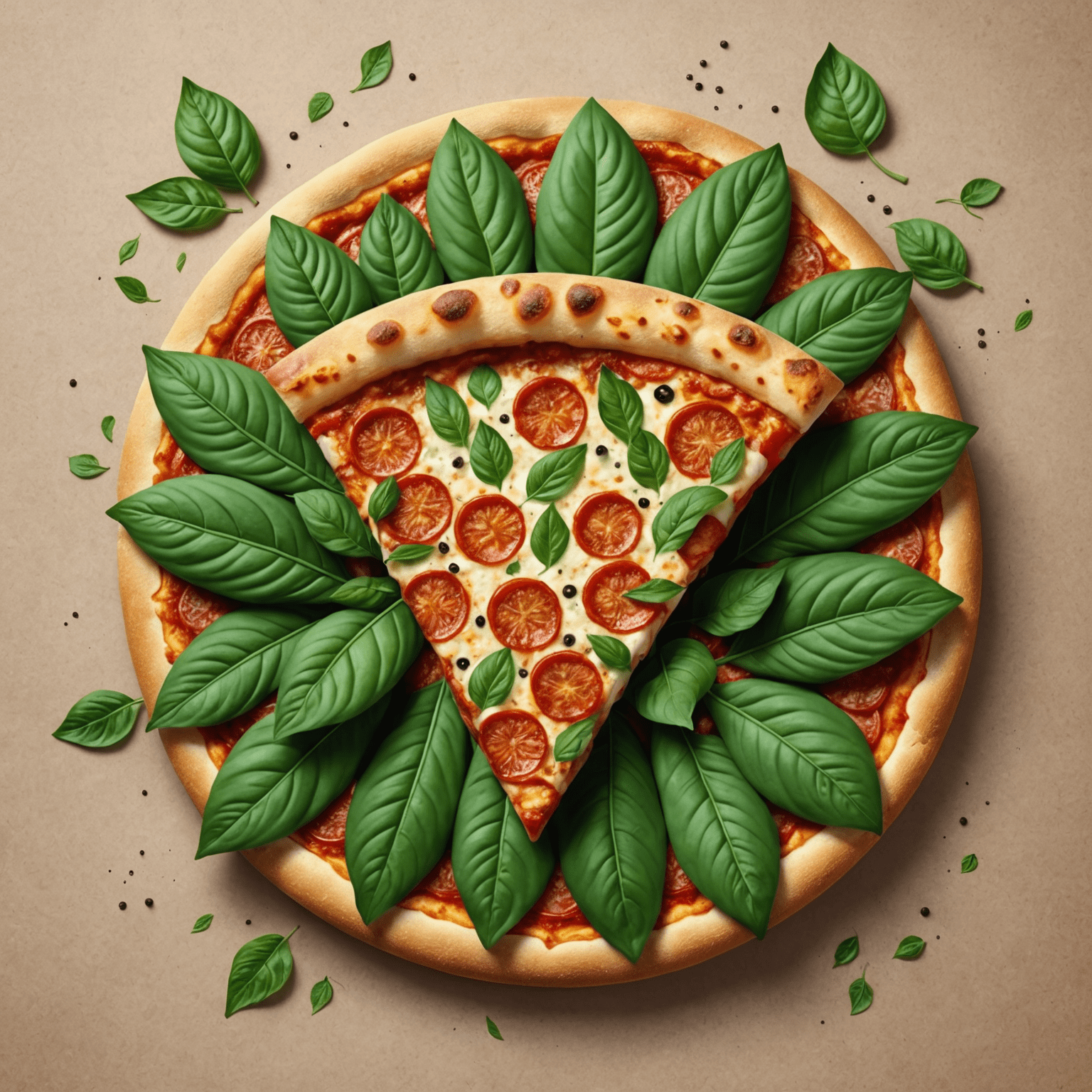 iolostores logo - A stylized pizza slice with green leaves forming the crust