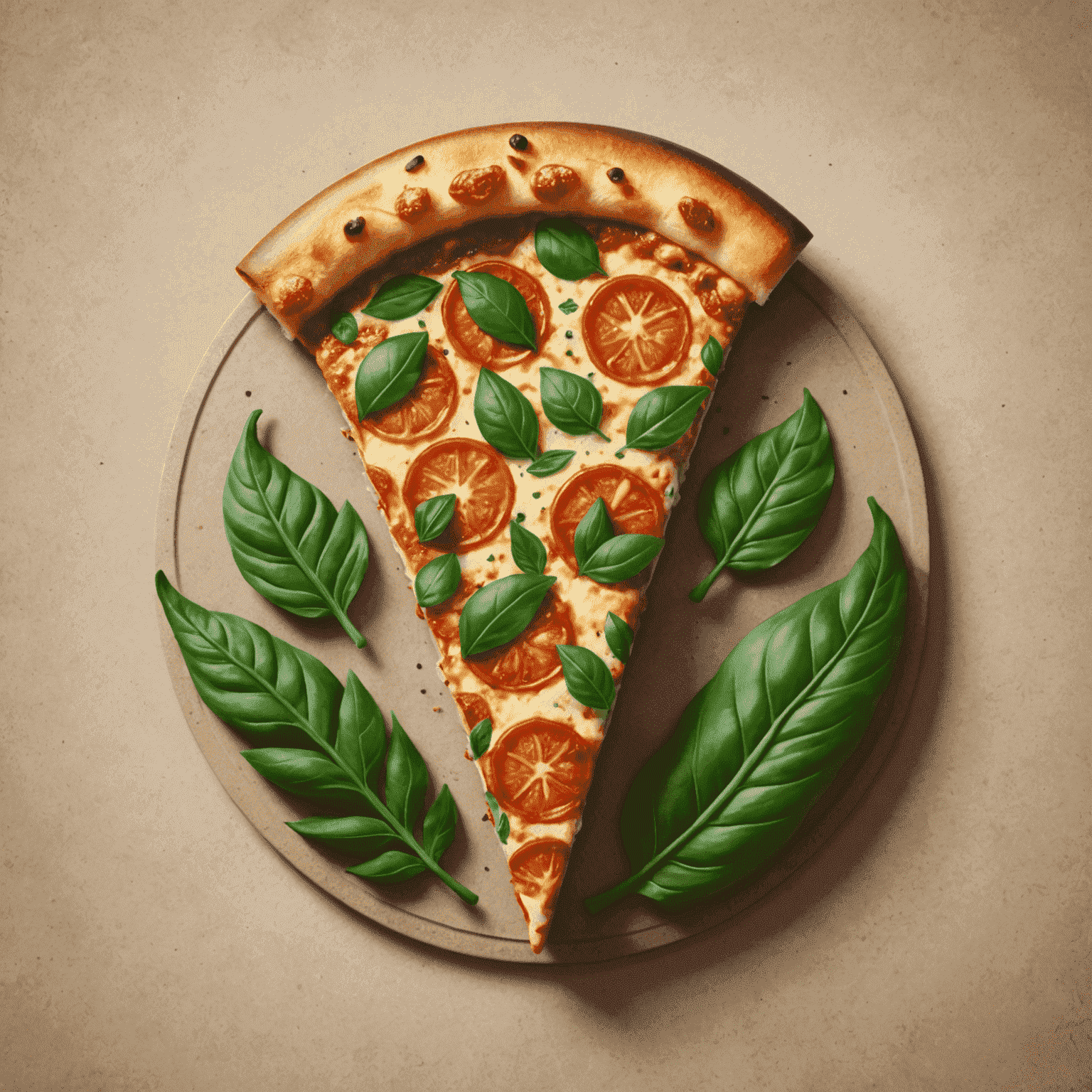 iolostores logo - A stylized pizza slice with green leaves forming the crust