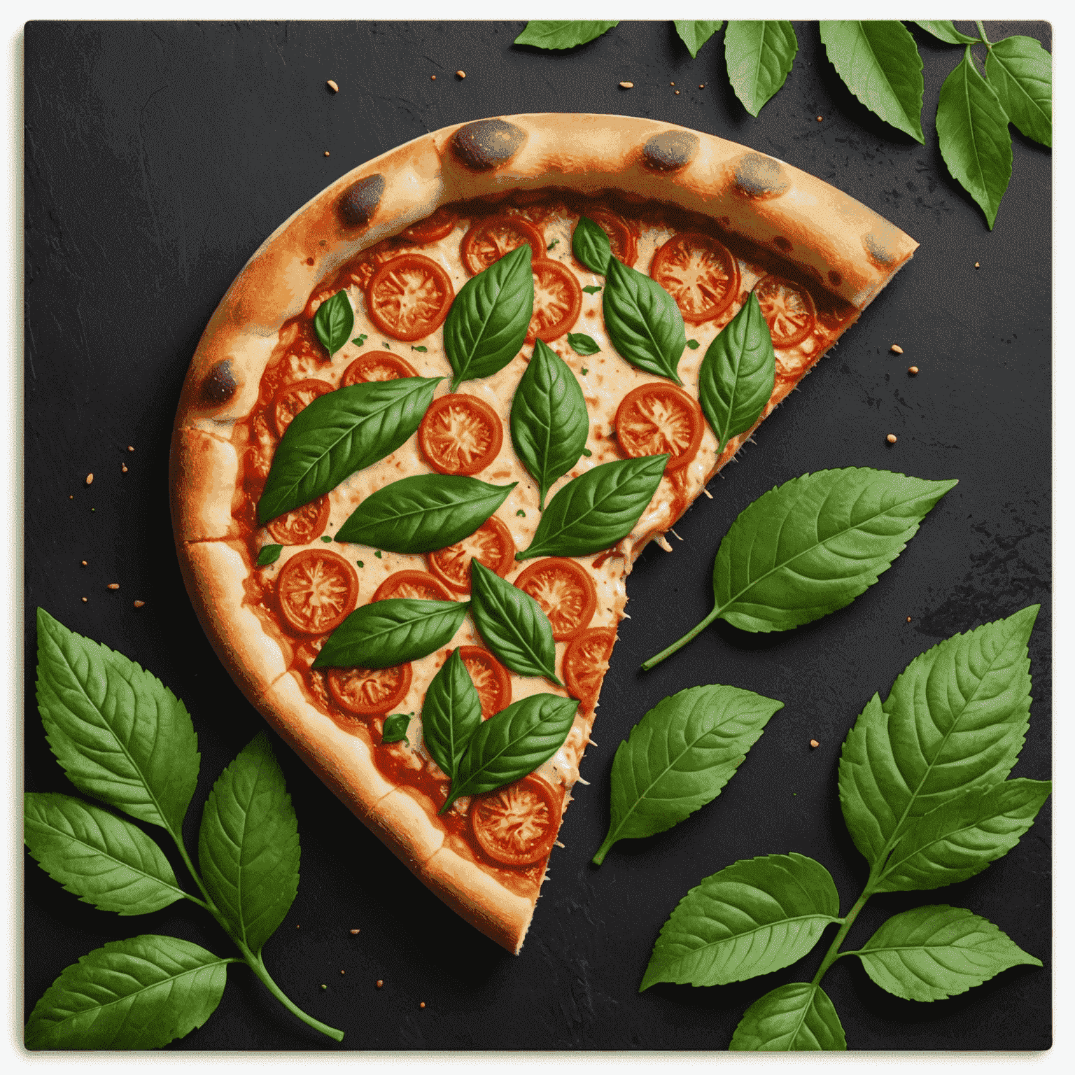 iolostores logo - A stylized pizza slice with green leaves forming the crust