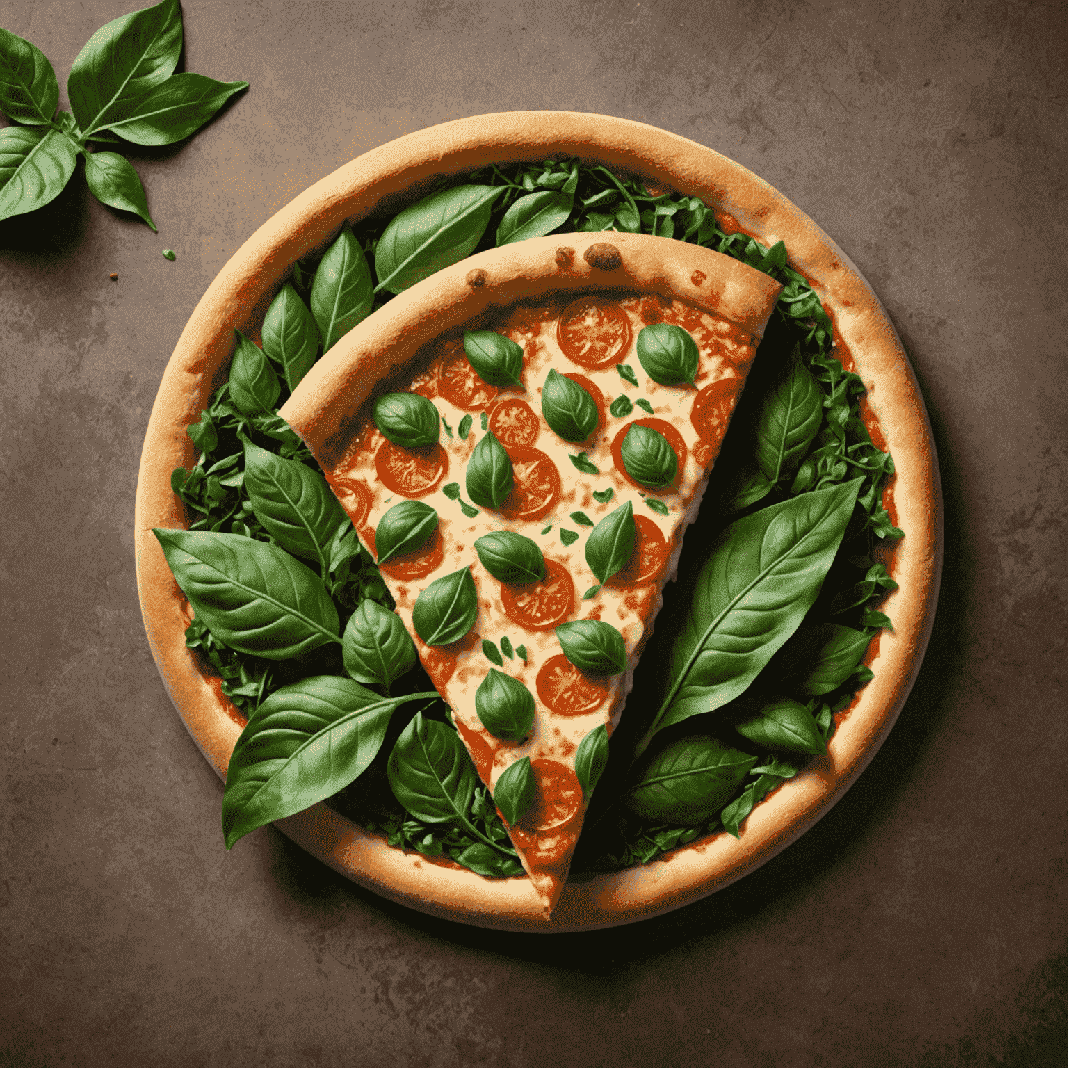 iolostores logo - A stylized pizza slice with green leaves forming the crust