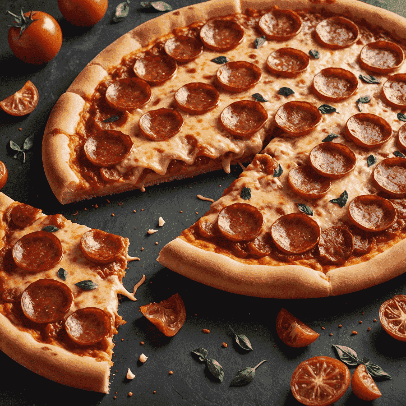 A mouthwatering pepperoni pizza loaded with crispy pepperoni slices and melted cheese